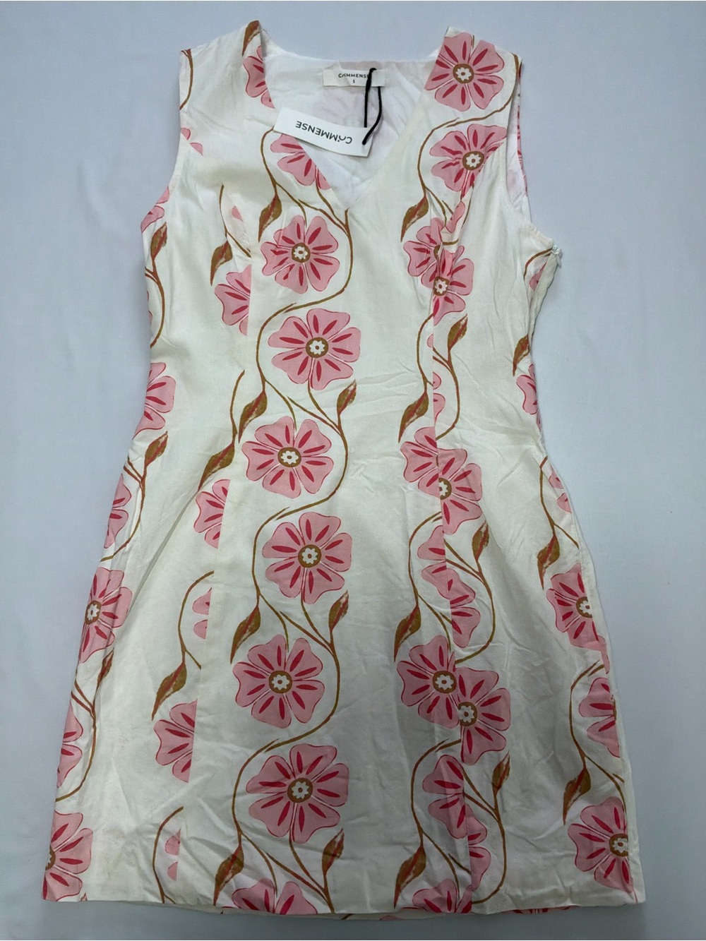 Commense Cream Mini Dress with Pink Floral Print